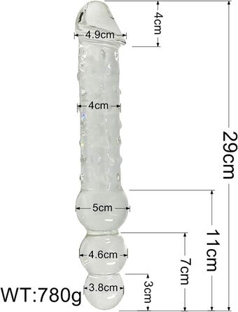 Анальний масажер-вібратор TRQOYTU з подвійним наконечником, великий, зі скла, для масажу G-точки та простати