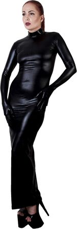 Сукня Rubberfashion Wetlook: довга, блискуча, металік, чорна, без рукавиць, XXL