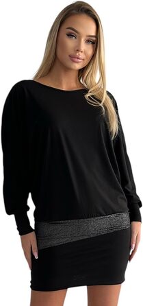 Сукня міні Mississhop святкова блискуча, чорна (S-XXL) - Туніка-пуловер