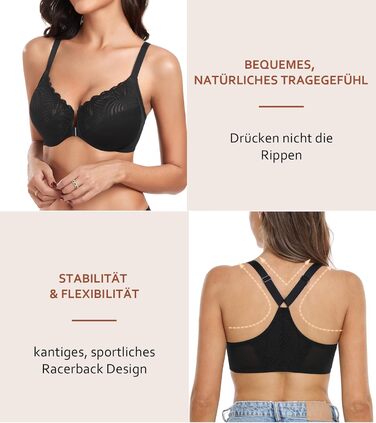 Чорний бюстгальтер BH 85C для великих грудей, класичний, з підтримкою, квітковий принт, без пуш-ап, закритий спереду