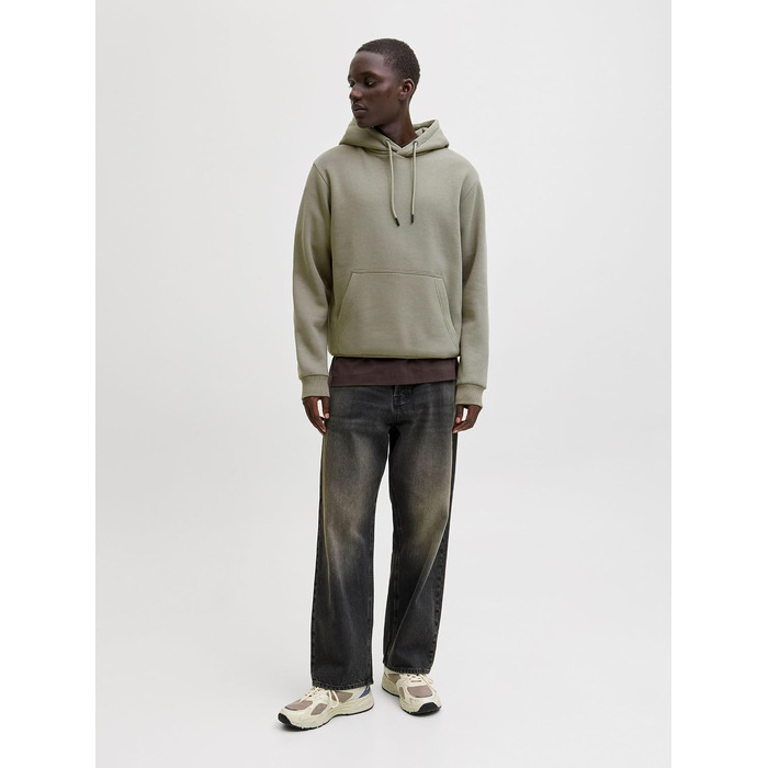 Чоловічий худі JACK & JONES Mae однотонний з капюшоном, колір Vetiver, розмір XS