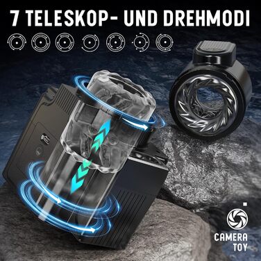 Електричний мастурбатор для чоловіків з 7 телескопічними та обертовими функціями, 7 режимів вібрації, компактний мастурбатор для соло-ігри