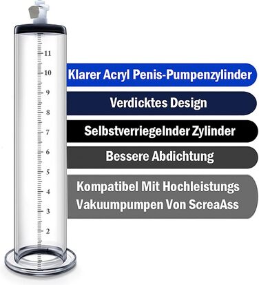 Набір пеніс-помп ScreaAss різних розмірів (9 шт.) з акрилового прозорого трубки з мірною шкалою та силіконовим шлангом для ScreaAss (ручні/електричні)
