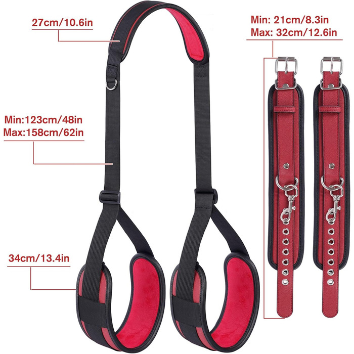 Набір для БДСМ: фетрінг ніг, наручники та інші аксесуари для пар (темно-червоний)