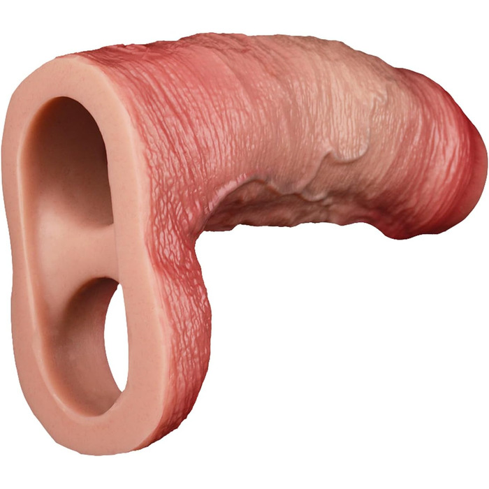 Реалістична секс-іграшка для чоловіків: пеніс-манжета з текстурою вен, шкіряного кольору, з кільцем для яєчок, для уповільнення еякуляції