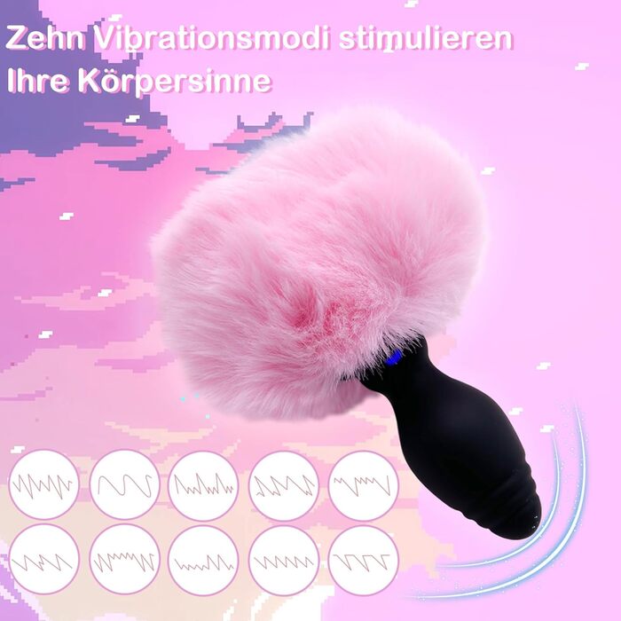 Анальний вібратор-хвіст Furry Fuchsschwanz з пультом керування для чоловіків та жінок. Силіконовий анальний плагін, іграшка для БДСМ, хвіст з сердечком