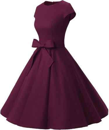 Сукня Dressystar вінтажна 50-х років з короткими рукавами в горошок, Burgundy XL