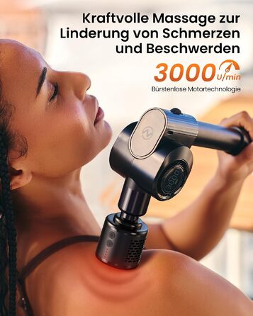 Перкусійний масажер Napre Massage Gun з функцією підігріву та охолодження, складаний масажний пістолет для тіла, спини та плечей, 32 рівні швидкості, 5 кутів нахилу, Gloss Black