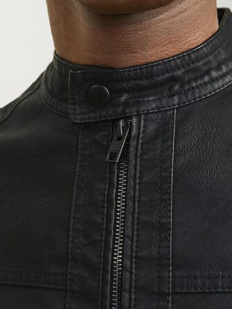 Чоловіча куртка з екошкіри Jack & Jones, чорна, розмір XL