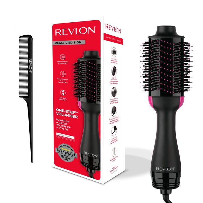 Фен-щітка для об'єму Revlon Salon One-Step для короткого та середнього волосся, іонізація та керамічне покриття, RVDR5282UKE, чорний