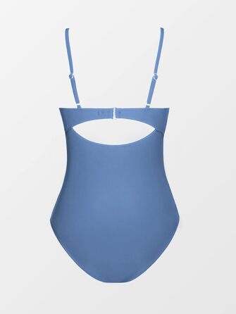 Купальник CUPSHE з V-подібним вирізом, ефект зав'язування, корегуючий, з декоративними вставками, суцільний, синій