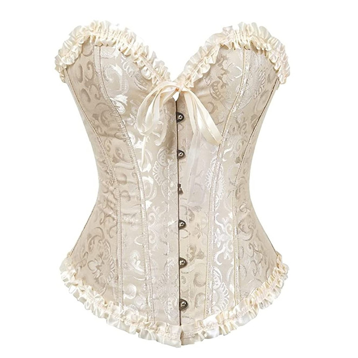 Корсет для жінок з високою талією, підтримка грудей, готичний стиль, шнурівка, бюстгальтер, кольору абрикос