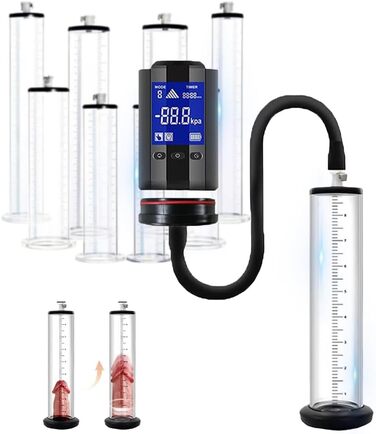 Електрична вакуумна помпа для ерекції, тренажер для збільшення пеніса, SM-іграшка для чоловіків, вакуумна помпа з різними режимами, LCD-дисплей (30.5*6.4 см)