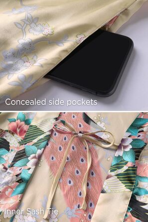 Халат жіночий BABEYOND з принтом павича, довгий, шовковий сатин, кімоно, для дому та відпочинку