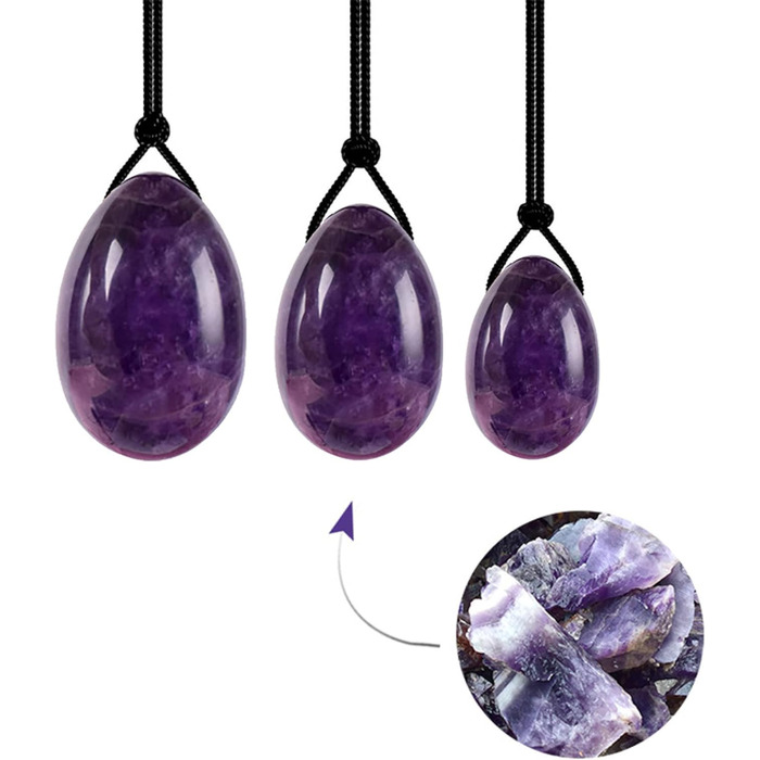 Набір Аметист Йоні-яйце та масажний м'яч для жінок. Йоні-яйце, масажер для вагінального здоров'я