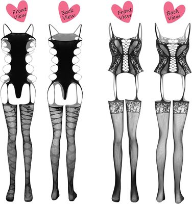 Чорна мереживна піжама з мереживом та шкарпетками для романтичних побачень (12 шт.)