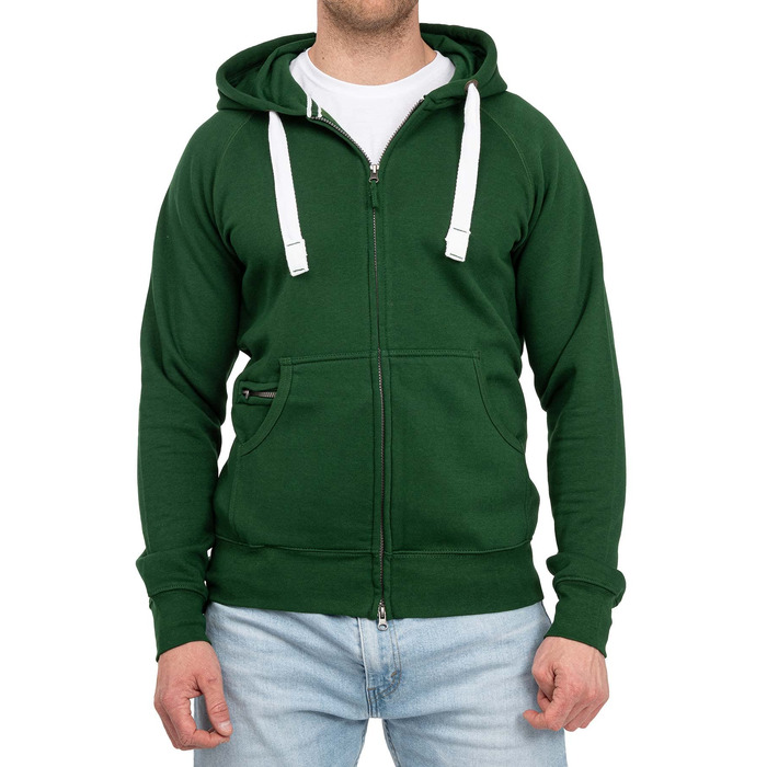 Чоловіча толстовка на блискавці з капюшоном Happy Clothing — теплий худі з флісом, бавовняна суміш, Regular Fit, зелений (S-5XL)