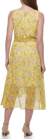 Сукня Tommy Hilfiger жіноча без рукавів міді з шифону з запахом (42, Mango Multi)