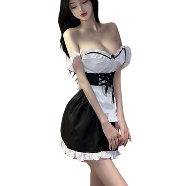 Костюм для рольових ігор: комплект чорної нижньої білизни для жінок (стиль служниці, аніме)