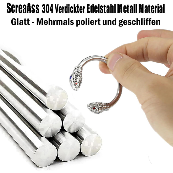 Чоловічий пеніс-кільце з двома зміїними головами, срібло, 30 мм