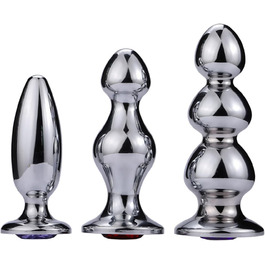 Анальний масажер Qodpxxi 3 Stile Extra Lang з металу з діамантовою основою. Стимуляція G-точки, масаж простати. Іграшки для дорослих, унісекс.