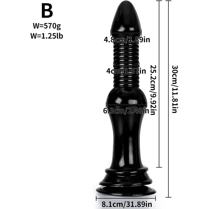Анальний дildo Jixaxe 30 см з силікону - розширювач ануса, іграшка для стимуляції G-точки, чорний