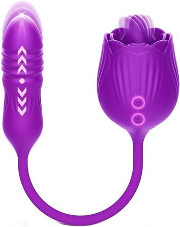 Вібратор Doppelkopf 3-в-1 з функцією імпульсу, 10 режимів лизання та 10 телескопічних режимів для жінок, водонепроникний, електричний стимулятор G-точки та клітора, еротична іграшка для жінок та пар (фіолетовий)
