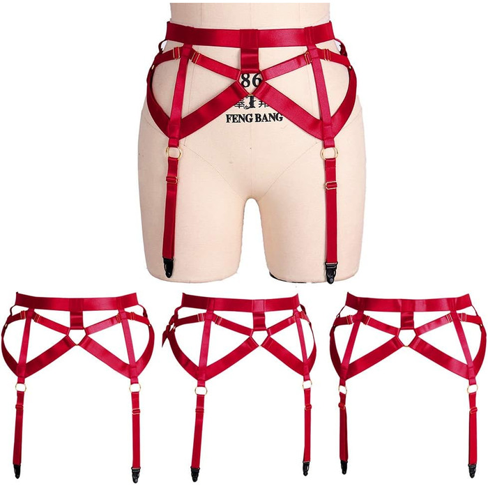 Жіночий готичний корсет-стрінг з 4 кліпсами, пояс-стрінг, готичний стиль, універсальний розмір, бордовий колір