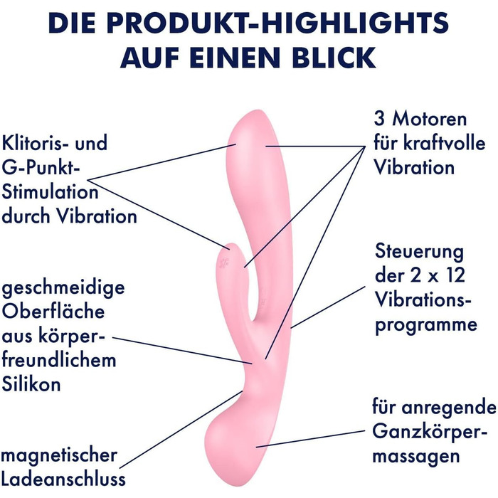 Вібратор для жінок Satisfyer Triple Oh G-Punkt з 3 моторами | Гінекологічний вібратор | Водостійкий (IPX7) | 20 режимів | Рожевий