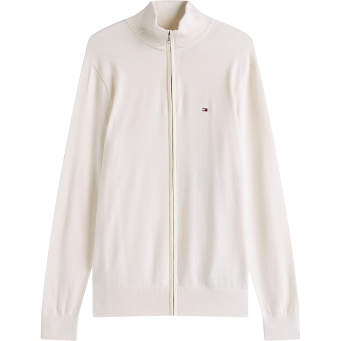 Чоловічий джемпер Tommy Hilfiger Essential Cotton Zip Thru з коміром-стійкою, жовтий (Ivory Petal), розмір L
