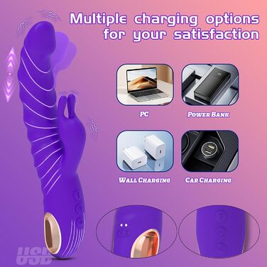 Вібратор для жінок G-Spot з подвійною стимуляцією (кролик), 10 режимів, LZYLWC (фіолетовий)