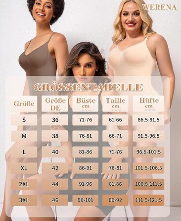 Коригуючий боді для жінок Werena Shapewear — безшовний утягуючий одяг для живота та стегон, формуючий боді-шорти з регульованими бретелями, чорний, розмір L