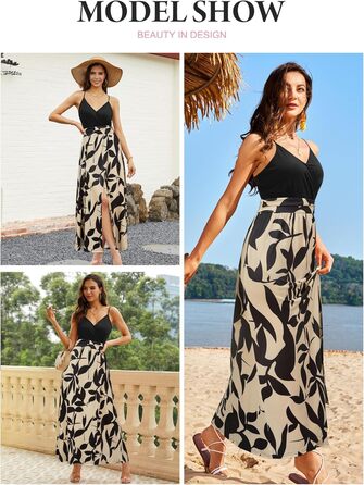 Сукня довга Soerkleid квіткова з розрізом та V-подібним вирізом на бретельках для гостей весілля (XL)