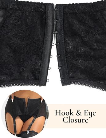 Гіртер (стрінг) з широким поясом Comeondear для жінок, розмір M-L, чорний. Комплект спідньої білизни з мереживом, 6 регульованих кліпсів, для пишних жінок, висока талія.