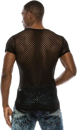 Чоловіча сітчаста футболка з прозорим дизайном, стильна, сексуальна, з короткими рукавами, для нічного клубу, вечірки, вуличної моди. Білий колір.