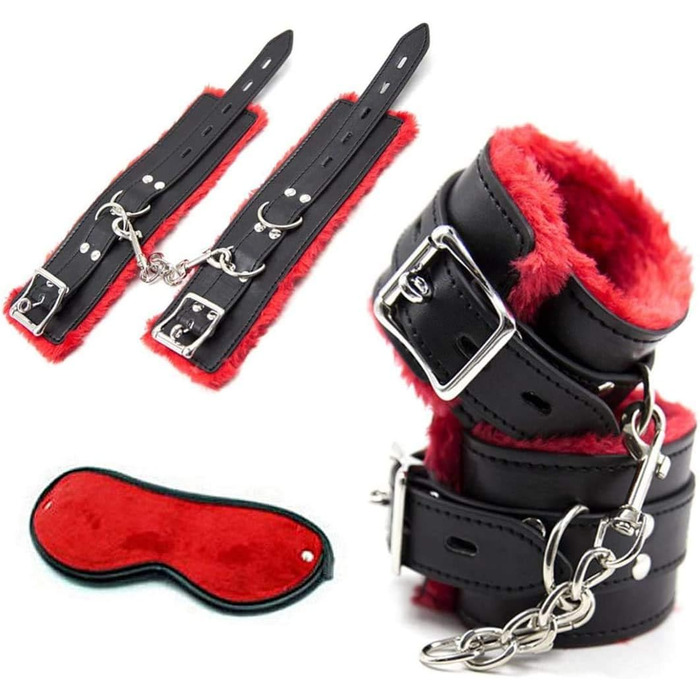 Набір для бонджа 18 предметів: фетши, наручники, маска для очей. SM-набір для початківців та досвідчених, чорний/червоний