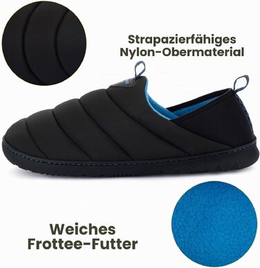Чоловічі домашні капці-лофери RockDove Pufflite двоколірні, стібані, з підошвою для дому та вулиці, розмір 43 EU, чорно-сині