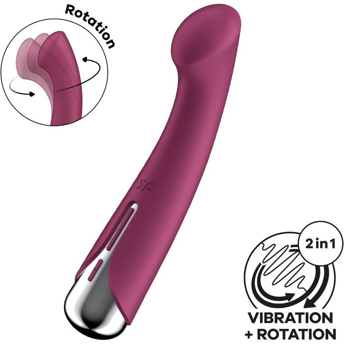 Вібратор для жіночих статевих органів Satisfyer Spinning G-Spot 1, 16,5 см, 12 вібрацій та 5 програм ротації, водонепроникний (IPX7), колір: Ягода
