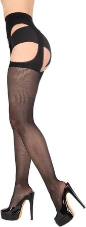 Чорні мереживні панчохи BANANALU 40 Den з вирізом, S, набір 6 шт.