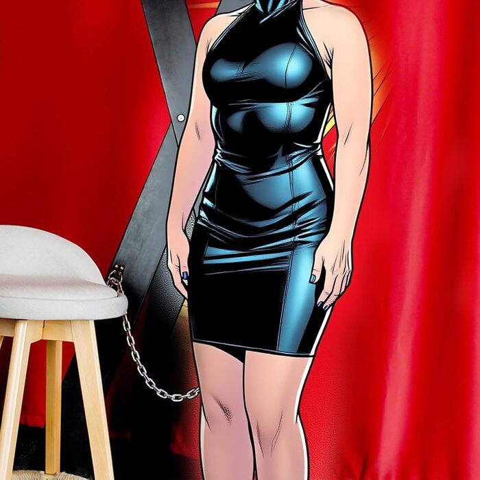 Костюм для домінатри: шкіряний халат, латексний мішок для бондіджу, аксесуари для рольових ігор, еротичний набір для жінок