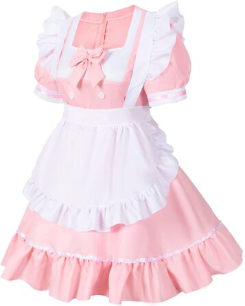 Костюм для косплею Irtysh Anime: Французька служниця з кроликом, солодкий та милий стиль Каваї, рожевий комплект з вушками, рукавичками та шкарпетками (XXL)