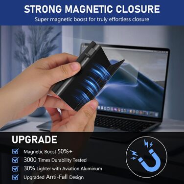 Чоловічий картхолдер dwnkove Slim Wallet з RFID-захистом, відділенням для монет та вікном для ID, смарт-гаманець Pop-Up з карбоновим дизайном, чорний