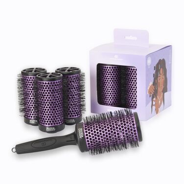 Набір багатофункціональних брашинг-щіток для волосся Olivia Garden Multibrush Curlers Kit (4 насадки та ручка), для створення локонів та об'єму, 55 мм