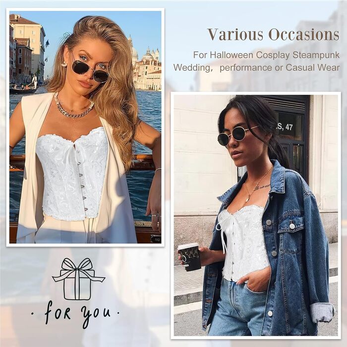 Корсет-топ CSKJ для жінок: готичний, вінтажний, з мереживом, для повних грудей, фігуруючий, з кісточками, для вечірок, свят, Хелловін, Фашинг (A10_Lila, M)