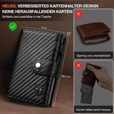 Чоловічий шкіряний гаманець TENBST з RFID-захистом, компактний картхолдер з монетницею, Slim Wallet (Сірий)