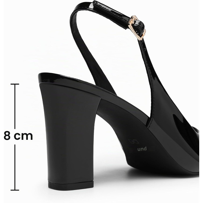 Жіночі туфлі-човники Dream Pairs з відкритим каблуком (Slingback), чорний лак, розмір 40.5 EU
