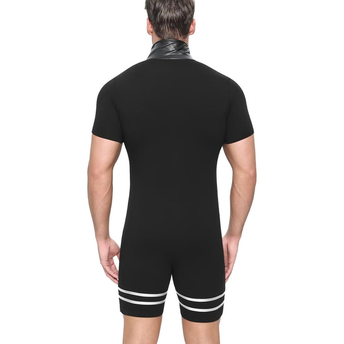 Чоловічий халат Landofgenie з коміром з ПВХ-шкіри, стиль панк, контрастні смуги, ідеальний для дому, сну та тематичних вечірок, чорний, XL