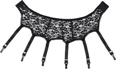 Жіночий ремінь-стріп-гурт з 6 гачками Klönkee, широкий, чорний, з мереживом