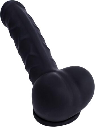 Чохол для статевого члена з латексу, чорний, 15 см - з великим мошонкою та вираженою головкою, MADE IN GERMANY