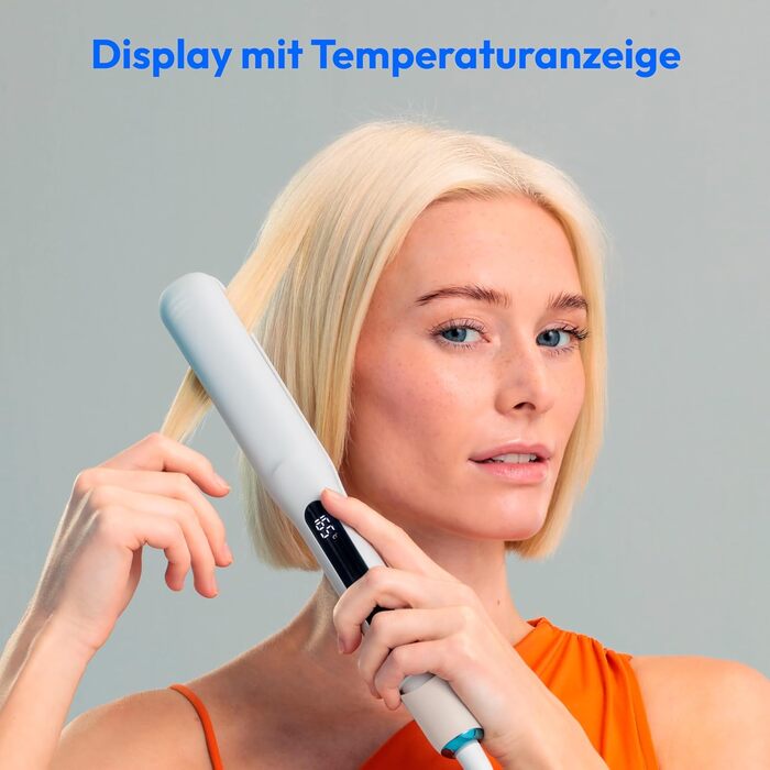Випрямляч для волосся MEDION HS1 з дисплеєм, 5 рівнів температури (165-210°C) та силіконовим чохлом, білий